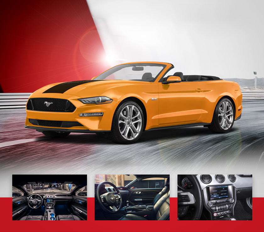 تأجير فورد موستنج GT V8 كشف 2019 – أداء عضلي بلون برتقالي جريء