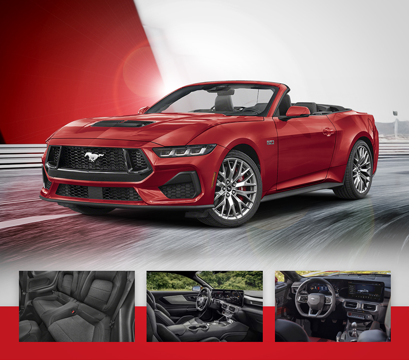 تأجير فورد موستنج GT V8 كشف 2025 – حرية مكشوفة بأداء عضلي بلون أحمر داكن
